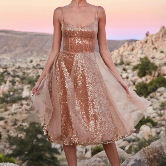 Dress the Population butterscotch color dress - Picture 9 of 9